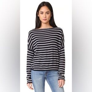 Breton Stripe Cashmere Boatneck Sweater | Navy & White | XS